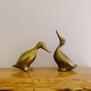Set of vintage brass ducks